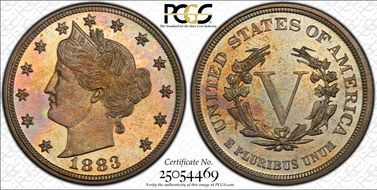 1883 5C No CENTS PR66CAM