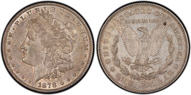 1878-S $1 VAM 59, Long Arrow Shaft AU53