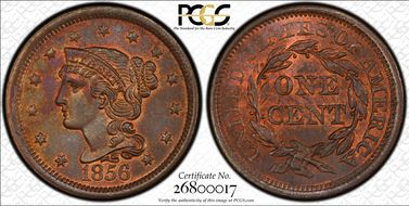 1856 1C Slanted 5 MS65RB