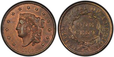 1835 1C Small 8, Stars MS62BN