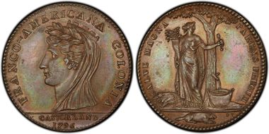 (1796) AE Medal Castorland Restrike Original Obverse, Copy Reverse MS63BN