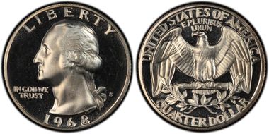 1968-S 25C PR68CAM
