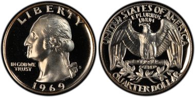 1969-S 25C PR69DCAM