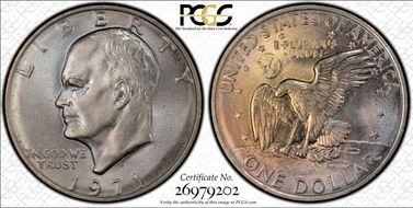 1971-D $1 "Friendly Eagle" FS-901  Type 1 Reverse RDV-006 MS66+