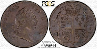 1773 VA 1/2P No Period AU50BN