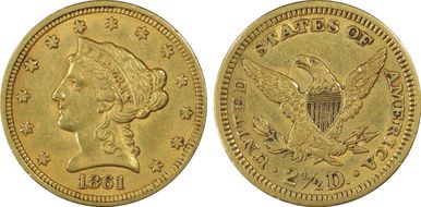 1861 $2.50 New Reverse AU53