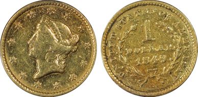 1849 G$1 Closed Wreath N1