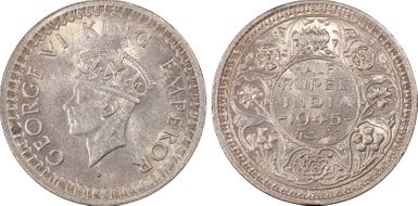 1945(B) 1/2 Rup SW-9.66 Small 5 AU55