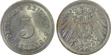 1898-A 5 Pfg J-12 MS63