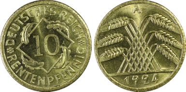 1924-A 10 Rtpfg J-309 MS65