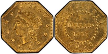 1863 G$1 BG-1307A - Restrike MS64