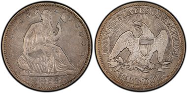1853 50C Arrows & Rays VF35