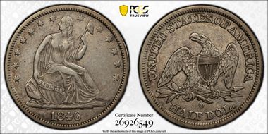 1846-O 50C Medium Date XF40