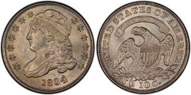 1834 10C Large 4 MS64