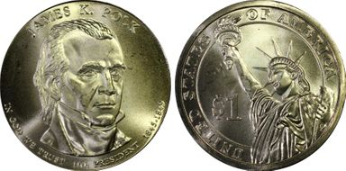 2009-P $1 Weak Edge Lettering James K. Polk, Pos. A-Satin Finish SP65