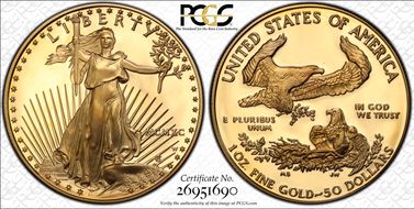 1990-W $50 Gold Eagle PR70DCAM