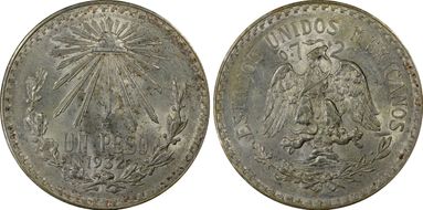1932-M Peso KM-455  Ag Open 9 MS62