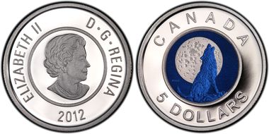 2012 $5 Full Wolf Moon Colorized PR69DCAM