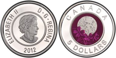 2012 $5 Full Pink Moon Colorized PR69DCAM