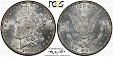 1878 8TF $1 VAM 18, Doubled Date MS64