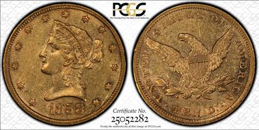 1858 $10 AU53