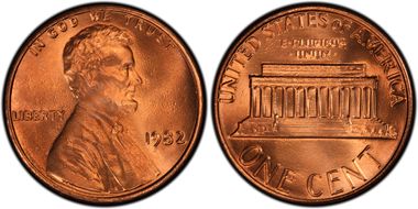 1982 1C Zinc Large Date MS67RD