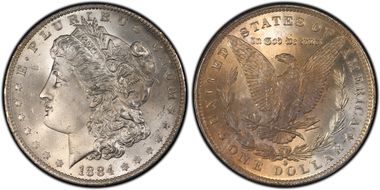 1884-O $1 VAM 35, Doubled Eyelid MS66