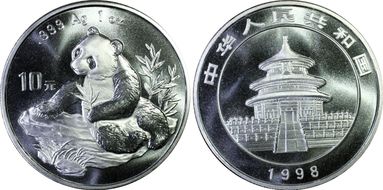 1998(沈) 10 Yn Panda Ag Large Date PAN-309B MS69