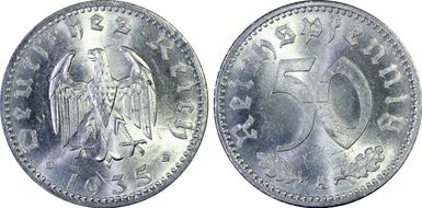 1935-A 50 Pfg J-368 MS64