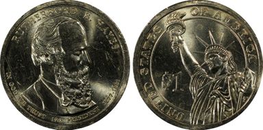 2011-P $1 Dbld Edge Let., Overlap Hayes, Position A MS63