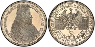 1955-G 5 Mk von Baden J-390 PR66DCAM