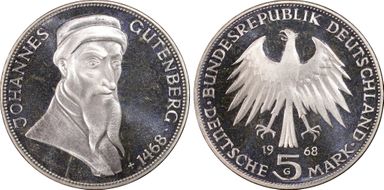 1968-G 5 Mk Gutenberg J-397 PR67CAM