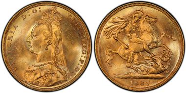 1887-M Sov S-3867B DISH M8 2nd Obv Angled J MS64