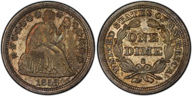 1858-S 10C MS63