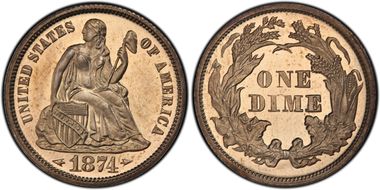 1874 10C Arrows PR65CAM