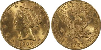 1906-S $5 MS64