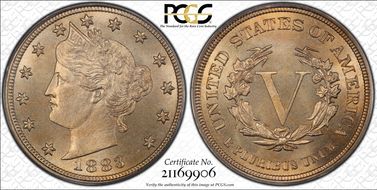 1883 5C No CENTS MS66