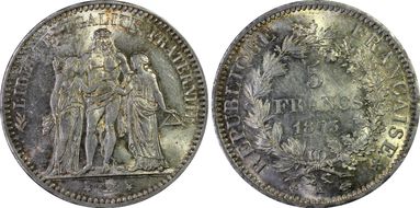 1873-K 5 Fr Gad-745a F-334 MS63+