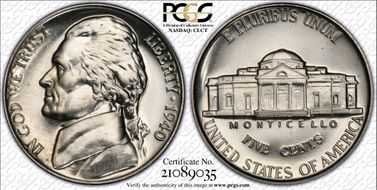 1940 5C Reverse of 1940 PR67