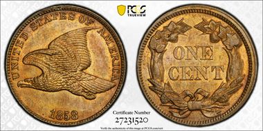 1858 1C Large Letters MS64