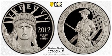 2012-W $100 Statue of Liberty PR70DCAM