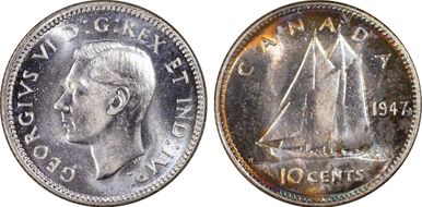 1947 10C Maple Leaf MS65