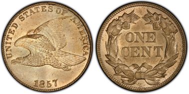 1857 1C Flying Eagle MS64