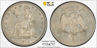 1878-CC T$1 Trade AU58