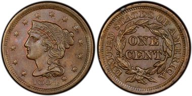 1854 1C Newcomb 2 MS65BN