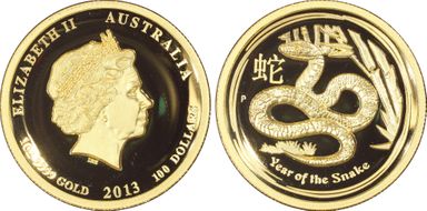 2013-P $100 Year of the Snake Au  High Relief PR70DCAM
