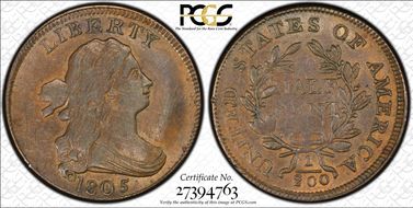 1805 1/2C C-3 AU58BN