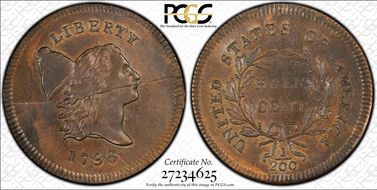 1796 1/2C C-1, No Pole MS65BN