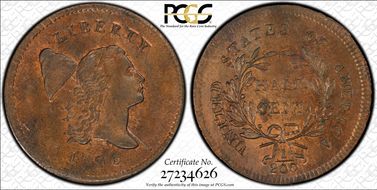 1796 1/2C C-2 With Pole MS65+ RB
