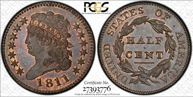 1811 1/2C Cohen 1 MS66RB